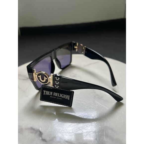 NWT Womens True Religion Sunglasses TRM1784X Black/Gold Reflectiv Oversized $90 main image 9